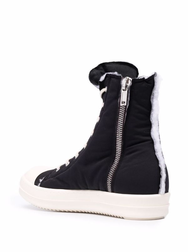 RICK OWENS DRKSHDW High Top Canvas Sneakers Black - MAISONDEFASHION.COM