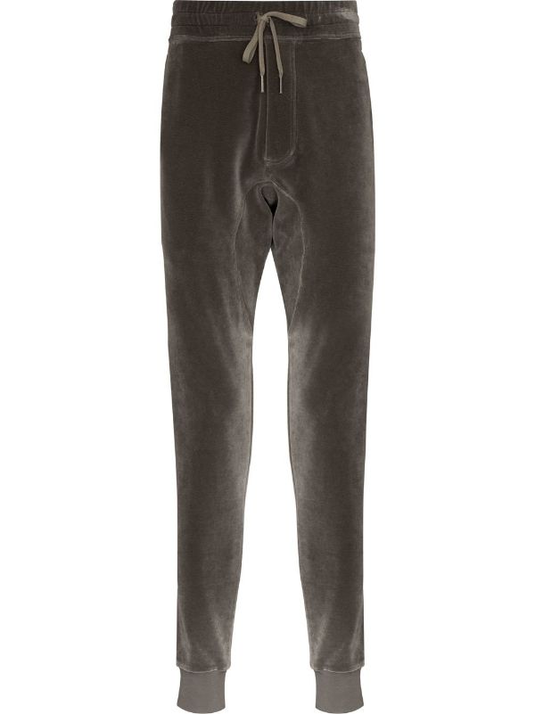 TOM FORD Drawstring-waistband Velour Track Pants Grey - MAISONDEFASHION.COM
