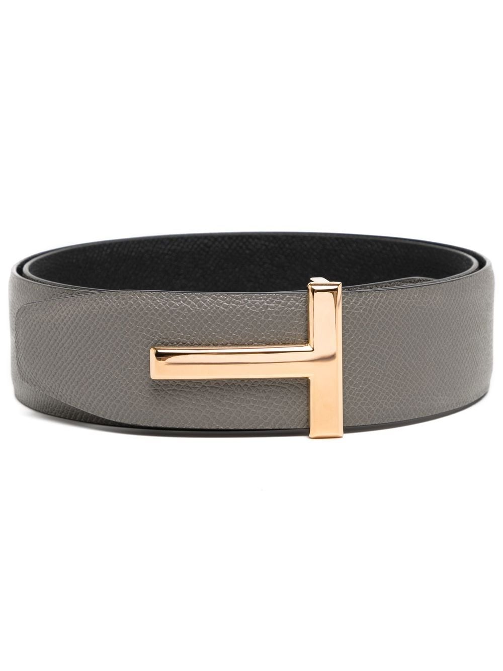 TOM FORD Logo-buckle Leather Belt Grey - MAISONDEFASHION.COM